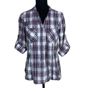 Skies Are Blue Charlene Plaid Button Up Shirt S